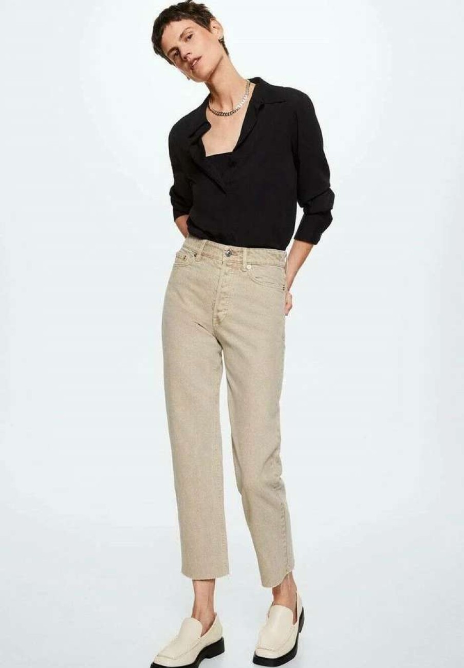 Clothing * | Mango Havana Straight Leg Jeans Sand