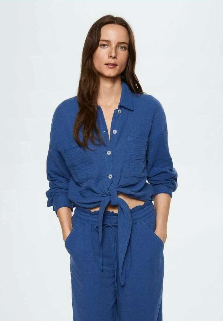 Clothing * | Mango Bambula Button-Down Blouse Bleu Electrique