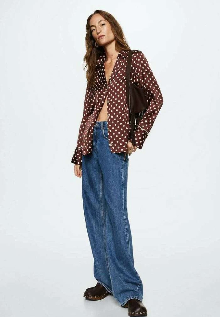 Clothing * | Mango Lola Button-Down Blouse Brown