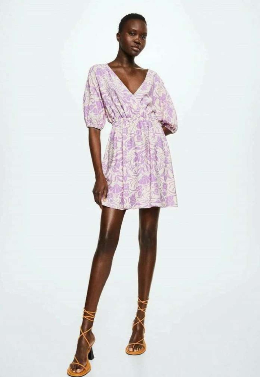 Clothing * | Mango Coral Day Dress Violet Clair Pastel