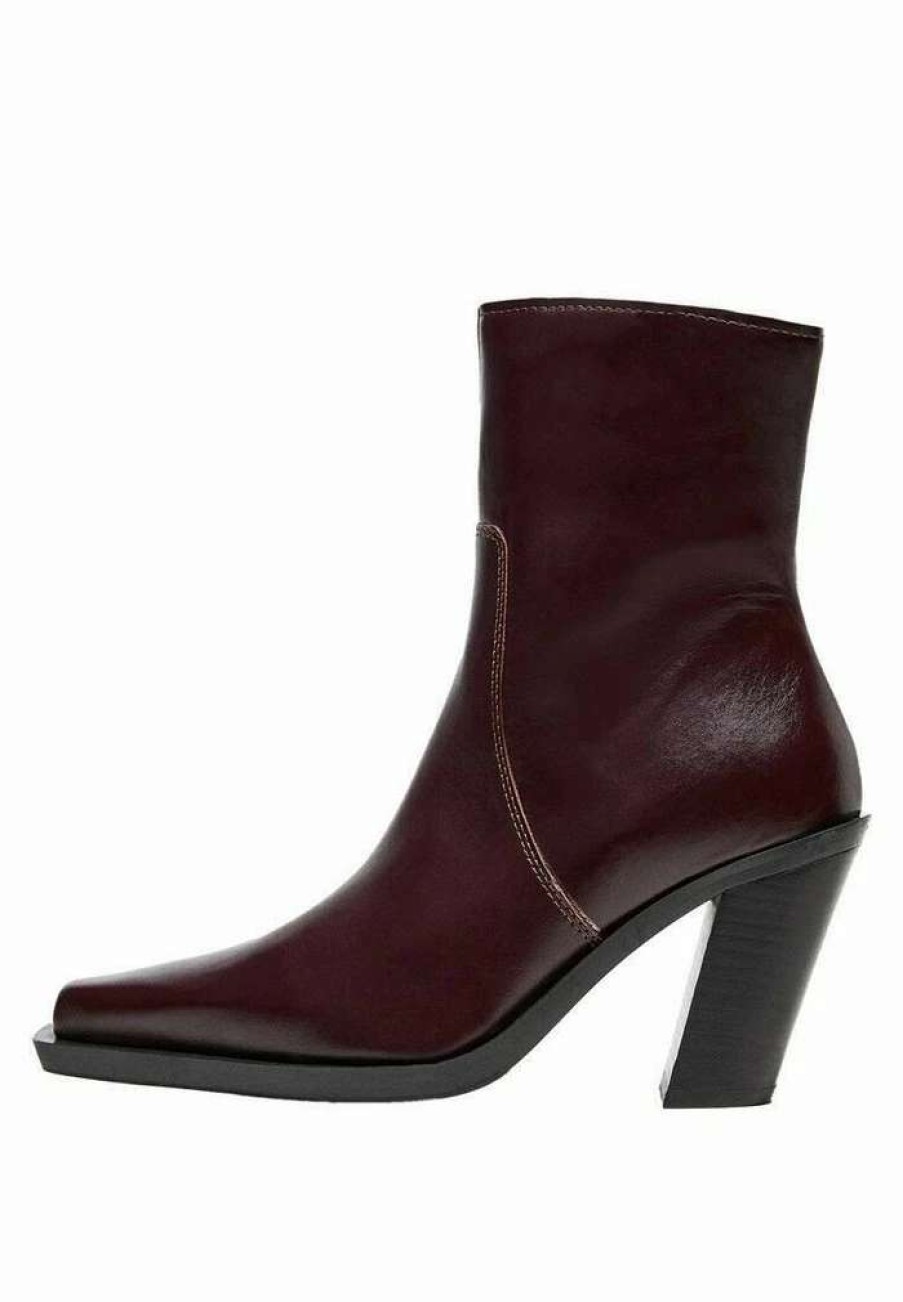 Shoe * | Mango Sunshine Classic Ankle Boots Burgundy