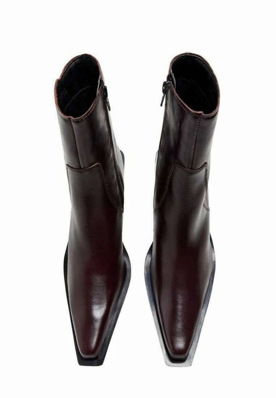 Shoe * | Mango Sunshine Classic Ankle Boots Burgundy