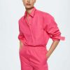 Clothing * | Mango Juanes Button-Down Blouse Fuchsia