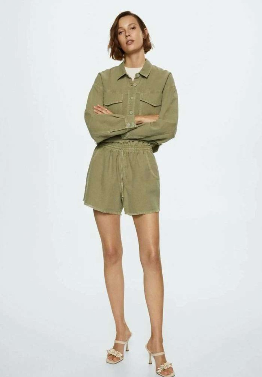 Clothing * | Mango Nala Button-Down Blouse Khaki