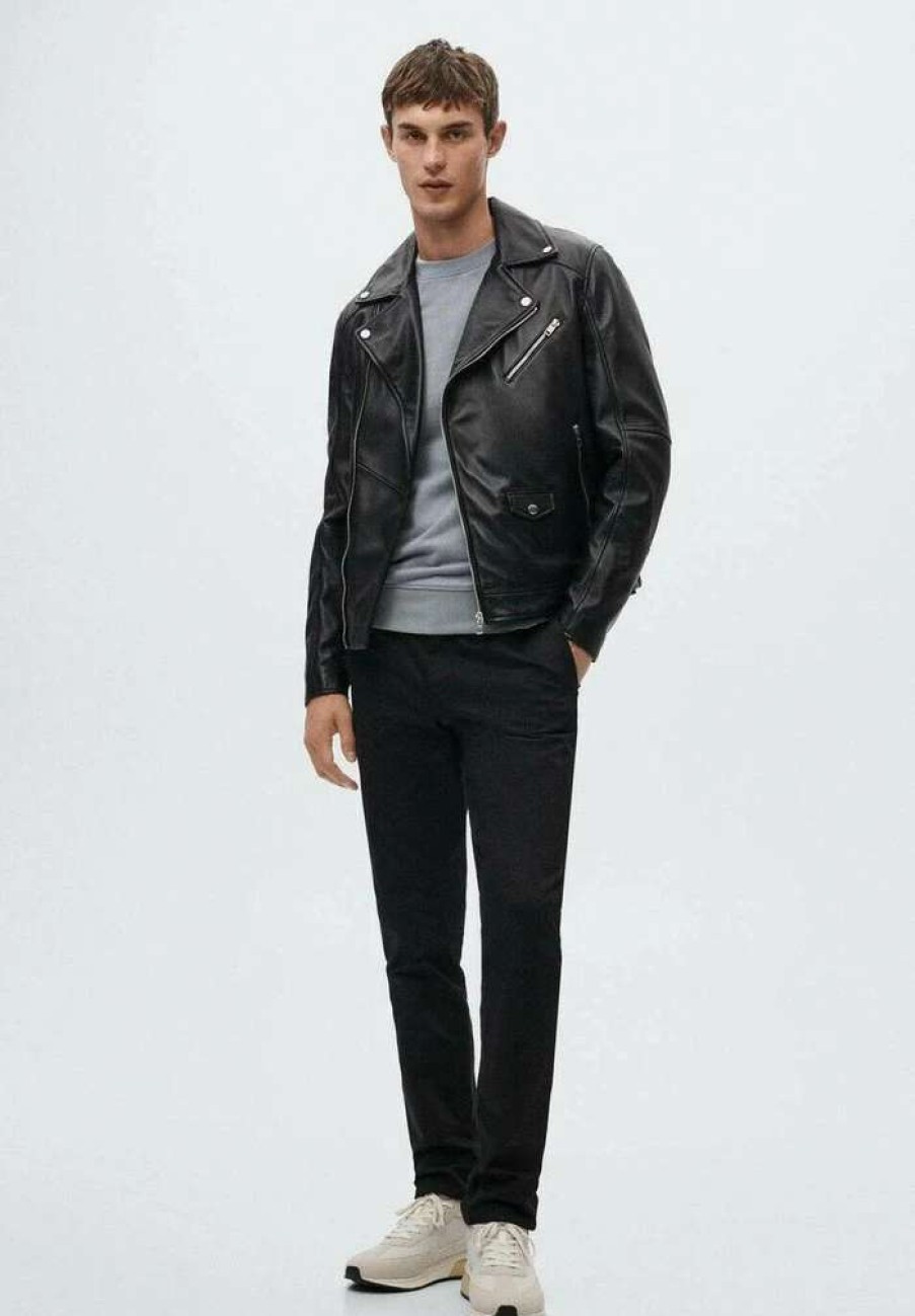 Clothing * | Mango Perfect Leather Jacket Schwarz