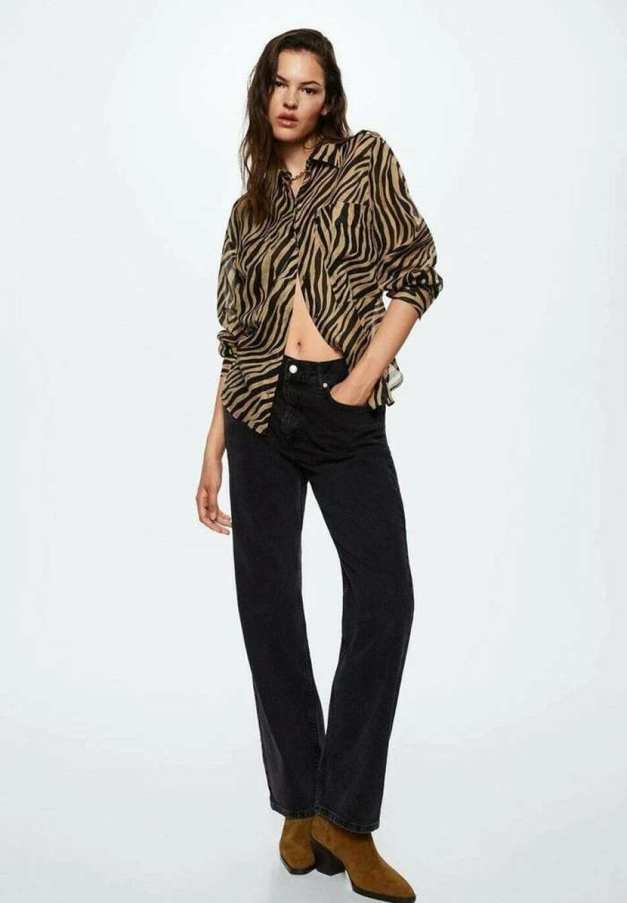 Clothing * | Mango Patagon Button-Down Blouse Bruin