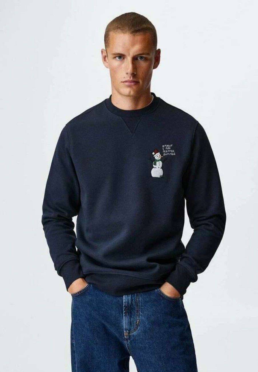 Clothing * | Mango Xmasfc Jumper Marineblau