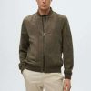 Clothing * | Mango Bomber Jacket Kaki