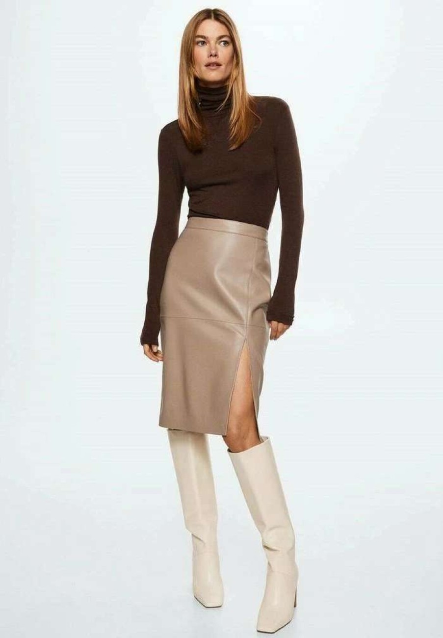 Clothing * | Mango Pencil Skirt Light Pastel Grey