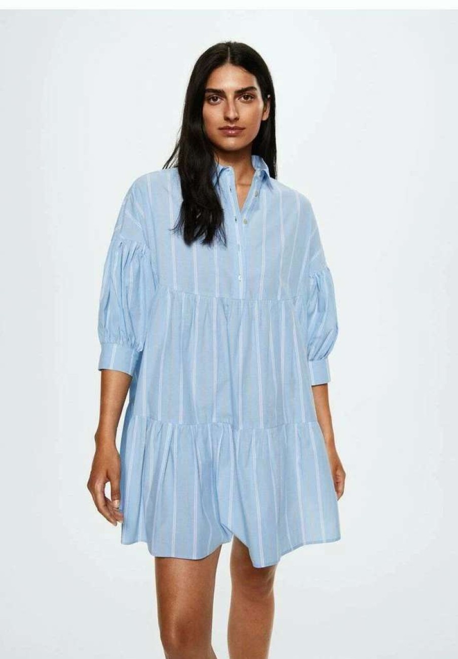 Clothing * | Mango Shirt Dress Bleu Ciel