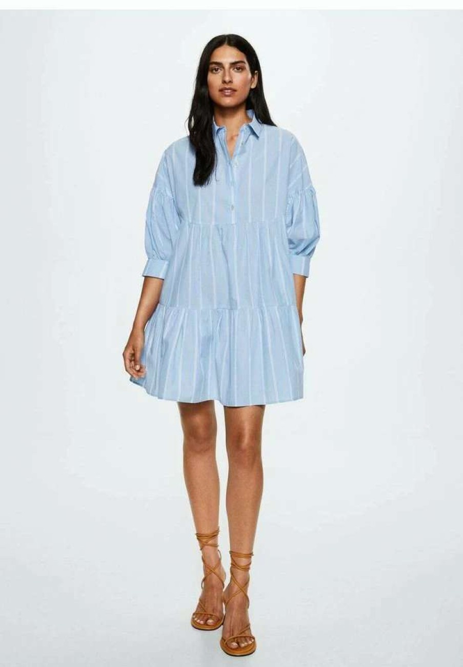 Clothing * | Mango Shirt Dress Bleu Ciel