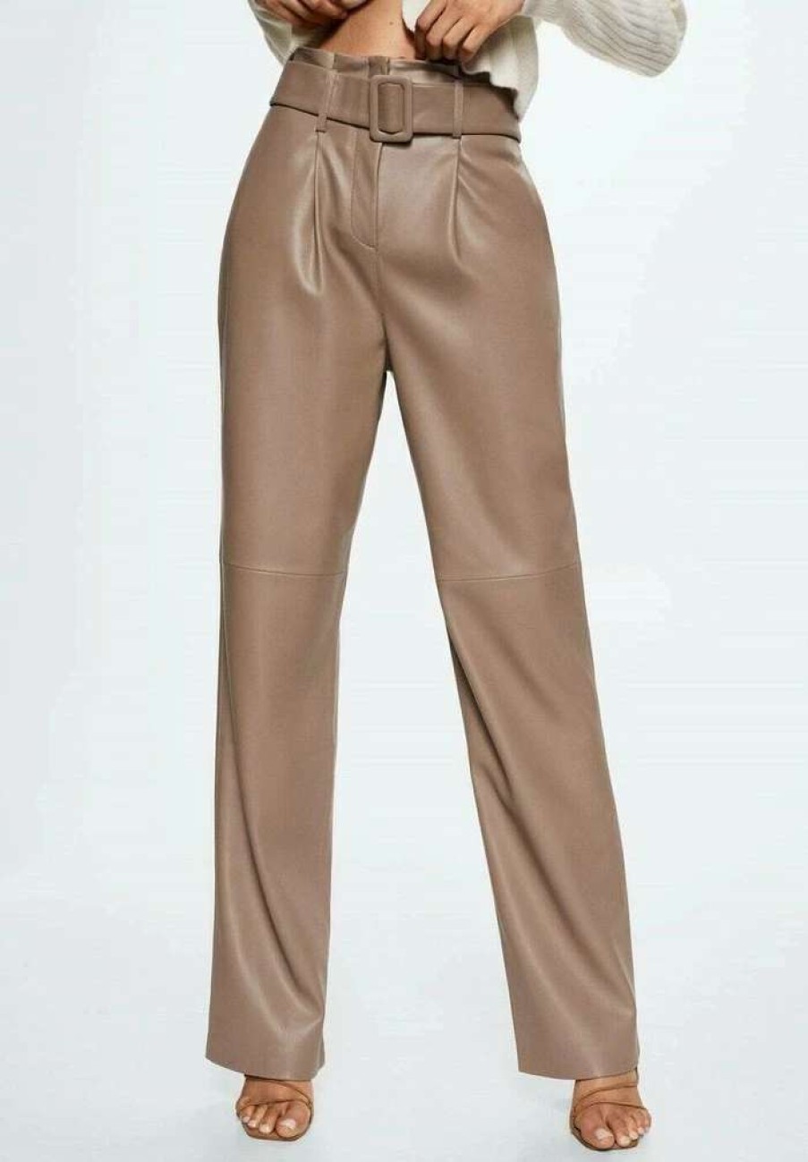 Clothing * | Mango Elle Leather Trousers Gris Clair Pastel