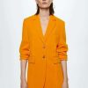 Clothing * | Mango Pleat Short Coat Orange Pastel