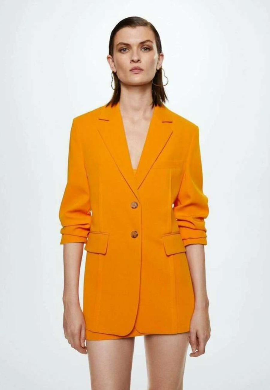 Clothing * | Mango Pleat Short Coat Orange Pastel