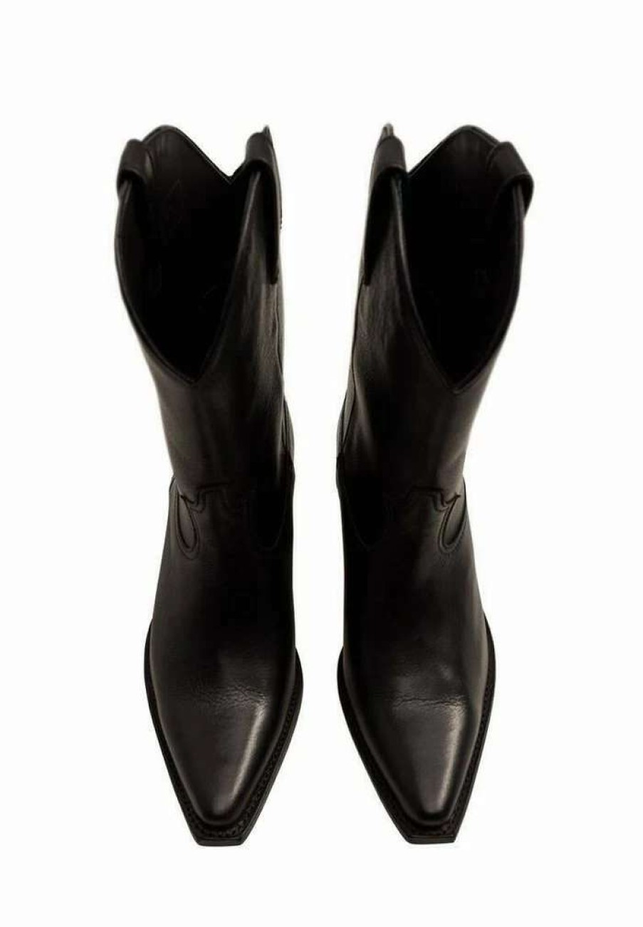 Shoe * | Mango Cowboy/Biker Ankle Boot Black