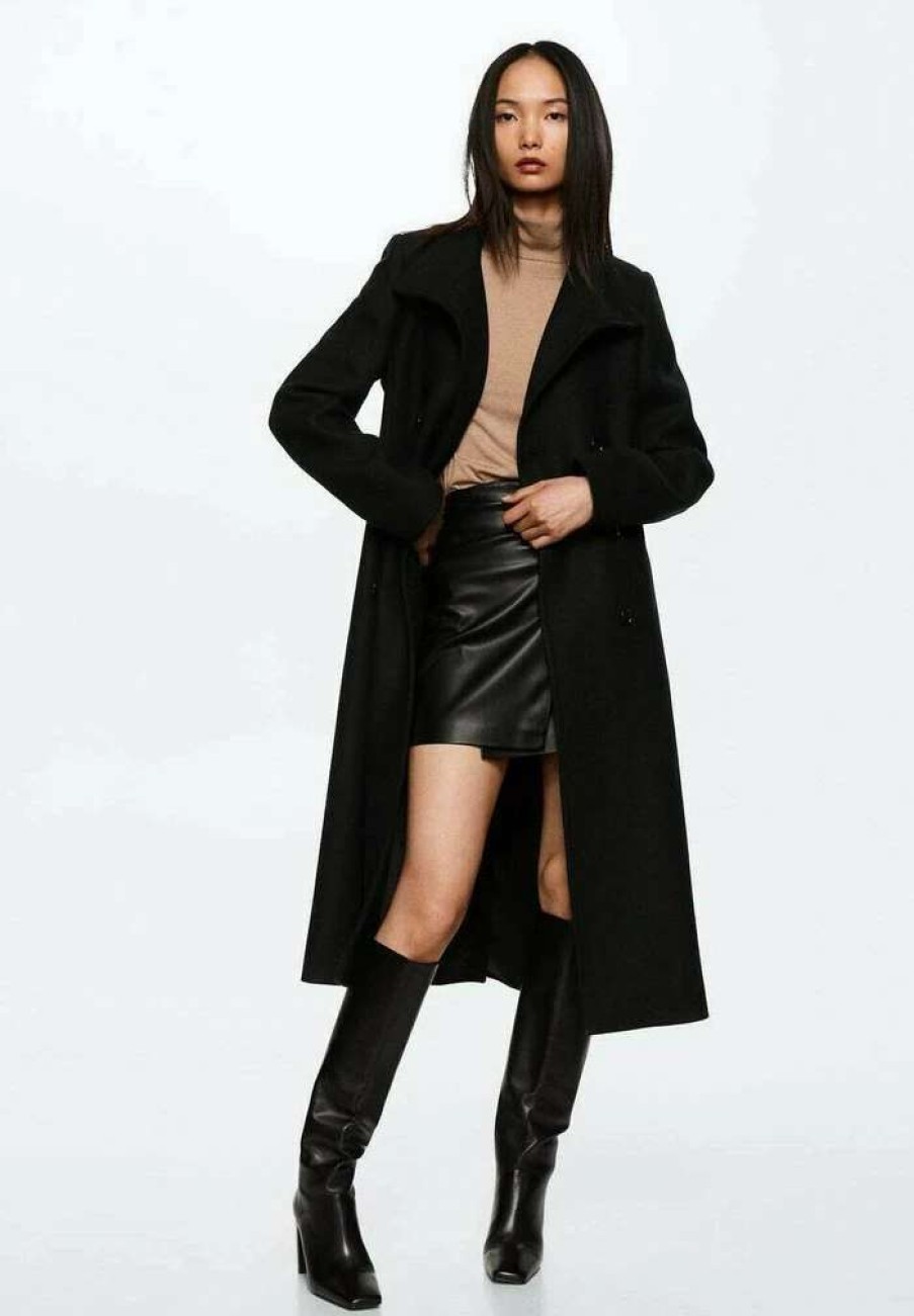 Clothing * | Mango Sirenita Classic Coat Zwart