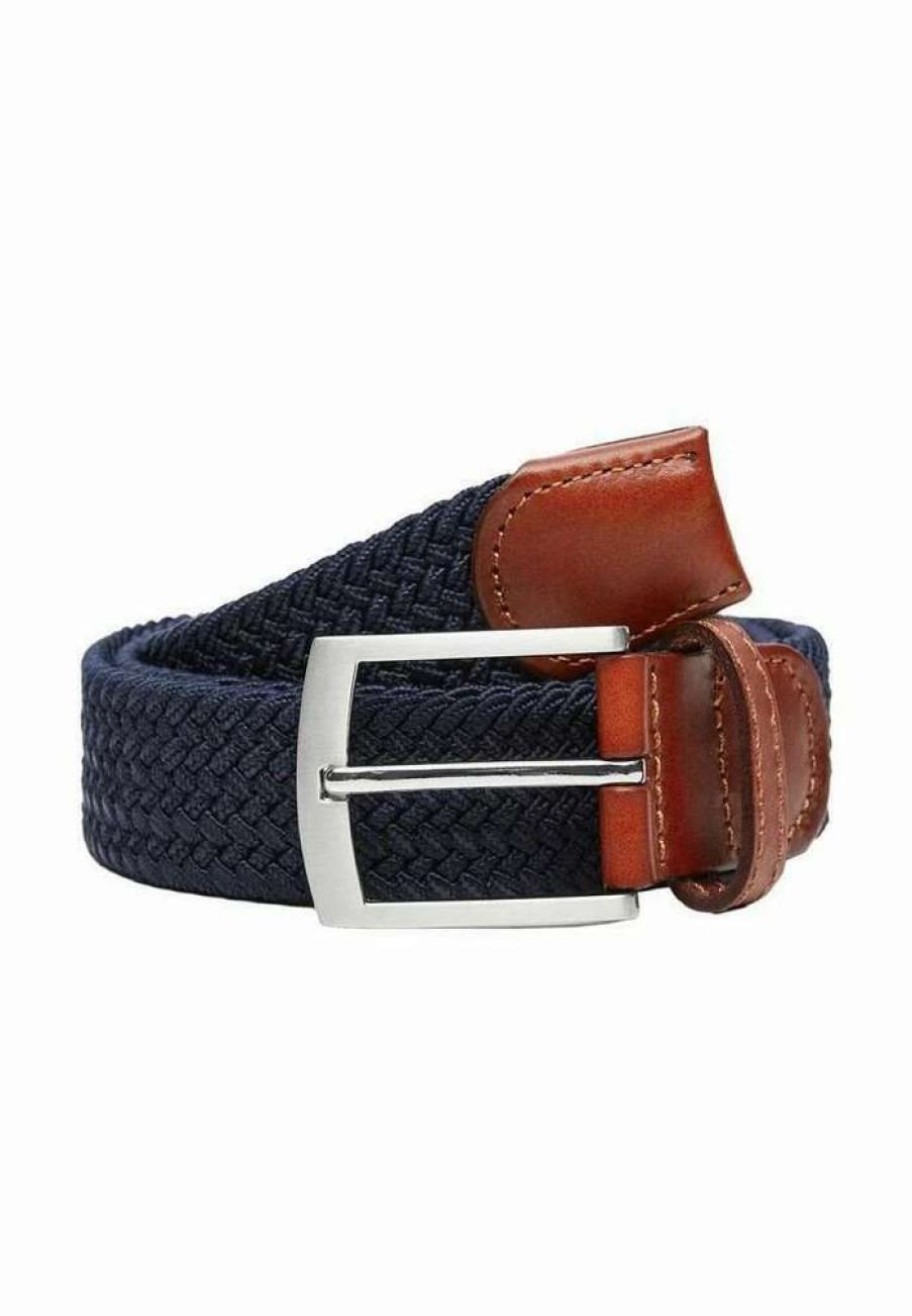 Accessoires * | Mango Braided Belt Bleu Marine