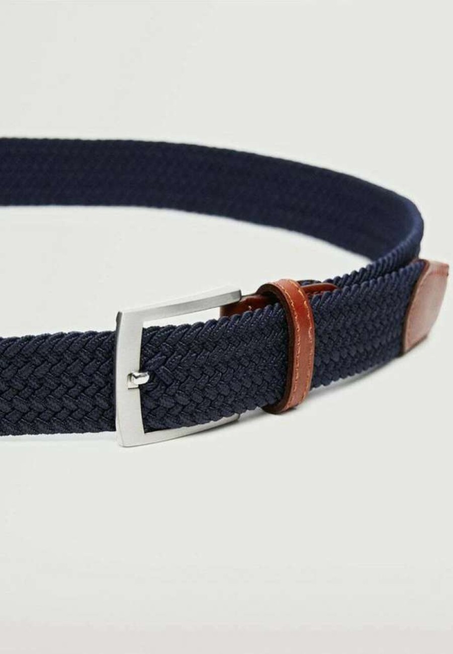 Accessoires * | Mango Braided Belt Bleu Marine