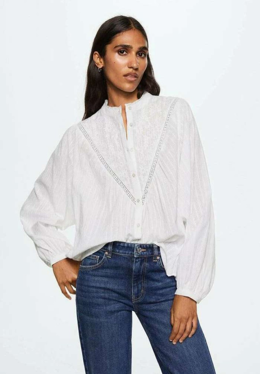 Clothing * | Mango Aura Button-Down Blouse Gebroken Wit