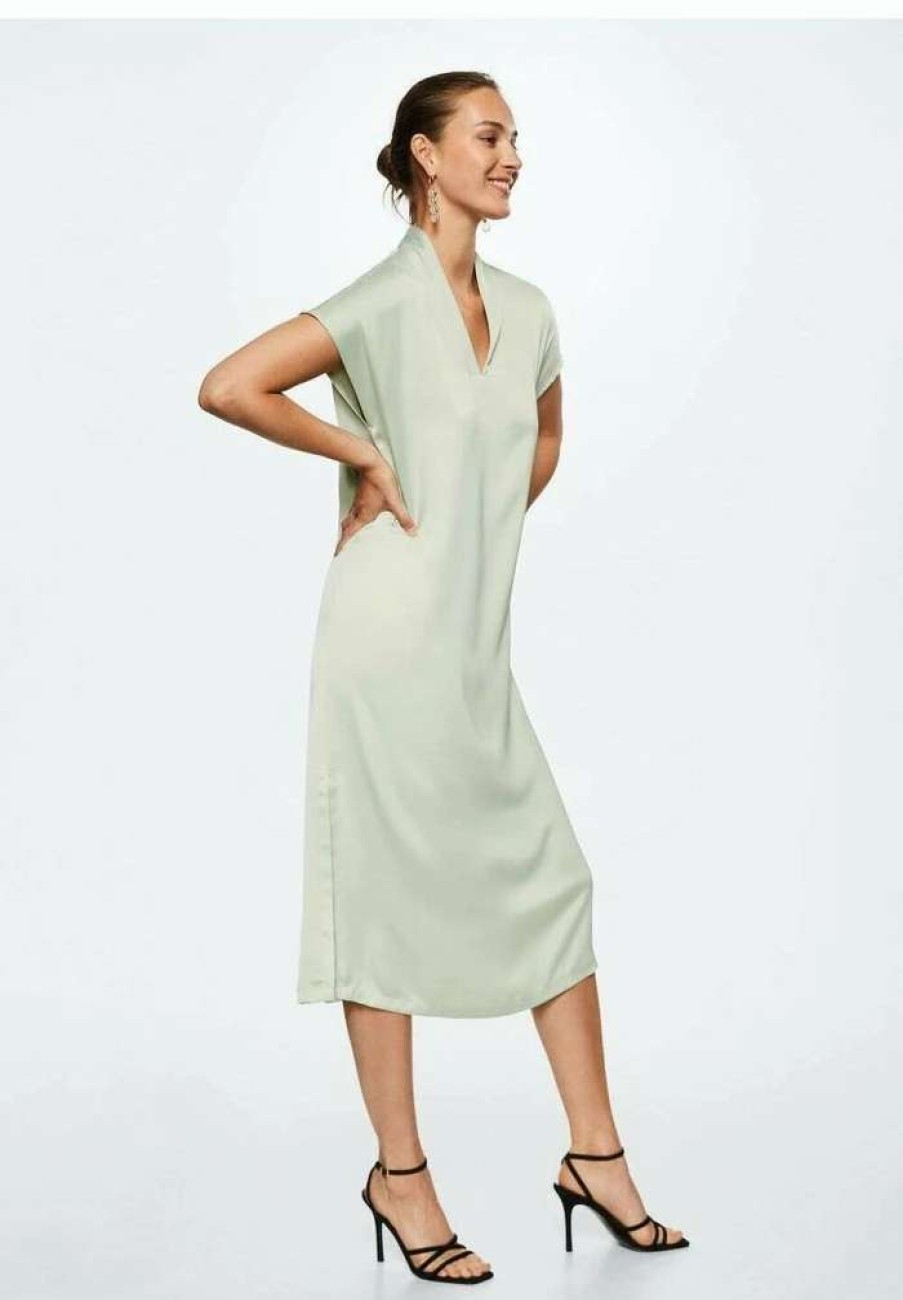 Clothing * | Mango Day Dress Vert Pastel