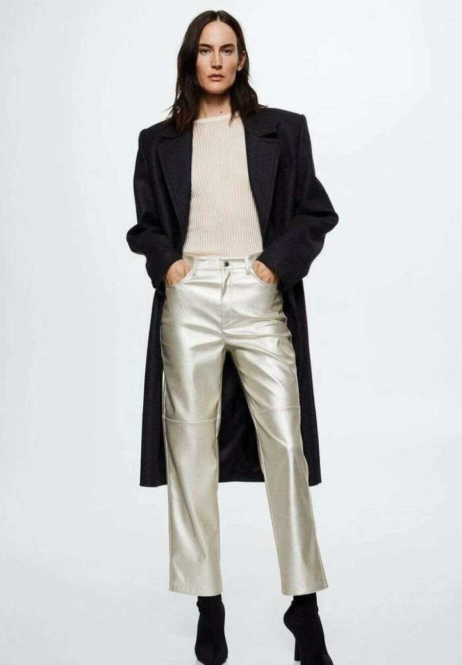 Clothing * | Mango Plata Trousers Silver Coloured