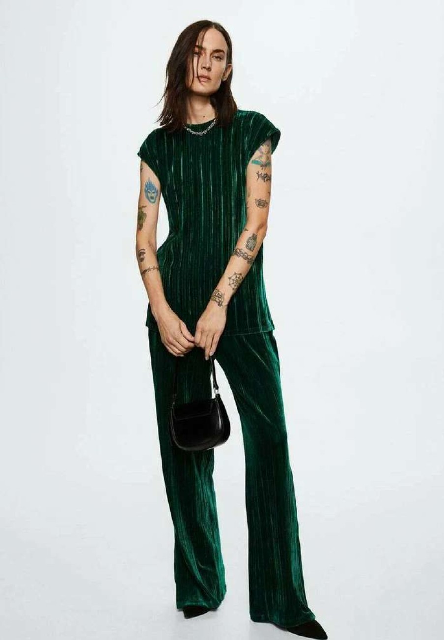 Clothing * | Mango Jungly-A Trousers Vert Fonce