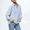 Clothing * | Mango Cancu-H Button-Down Blouse Bleu Ciel