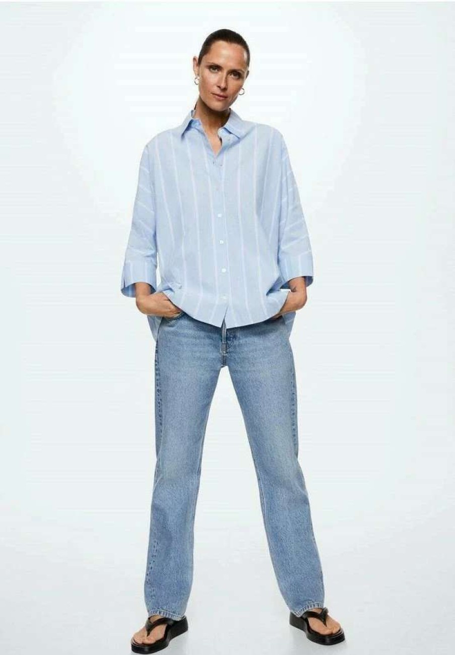 Clothing * | Mango Cancu-H Button-Down Blouse Bleu Ciel