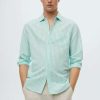 Clothing * | Mango Rig Shirt Aqua Green