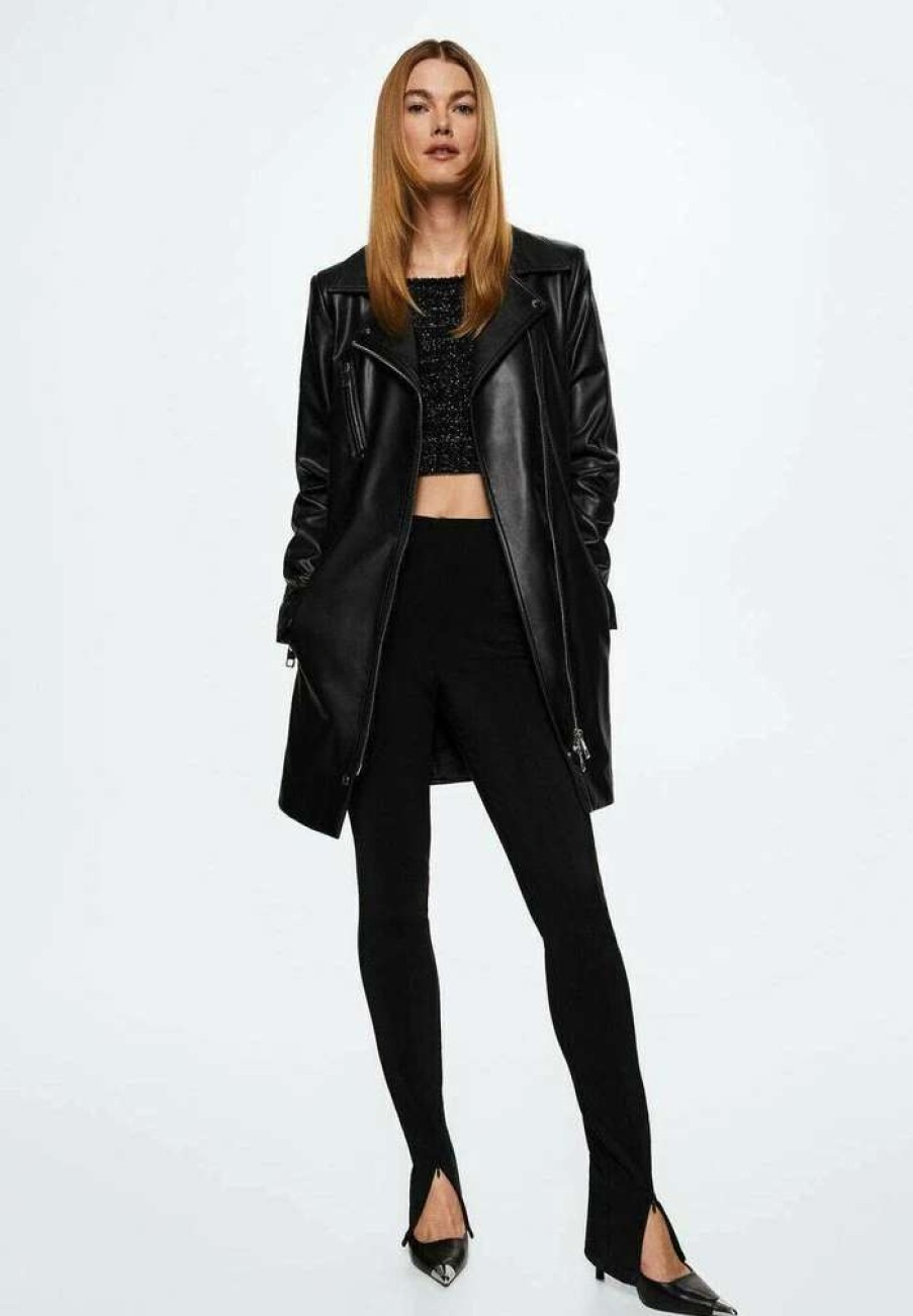 Clothing * | Mango Eclipse Faux Leather Jacket Schwarz