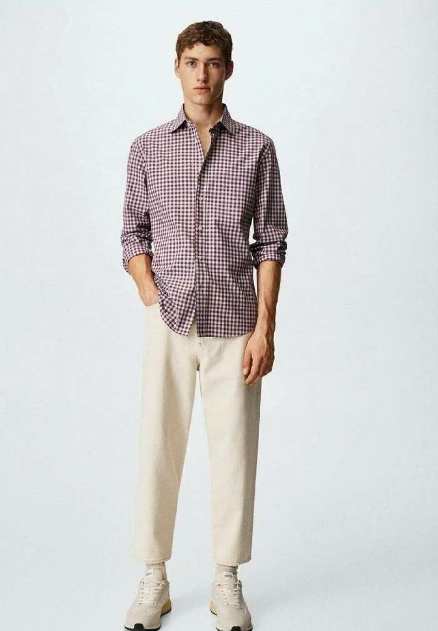 Clothing * | Mango Vichy Shirt Bordeaux