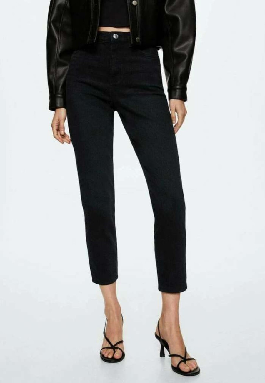 Clothing * | Mango Newmom Straight Leg Jeans Black Denim