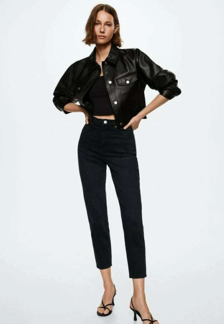 Clothing * | Mango Newmom Straight Leg Jeans Black Denim