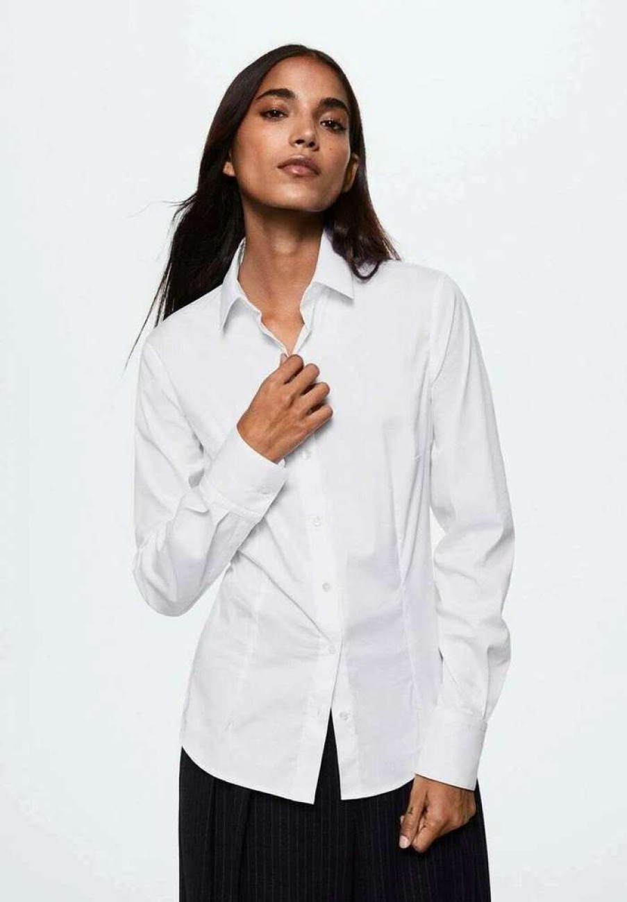 Clothing * | Mango Sofi Button-Down Blouse Zlamana Biel