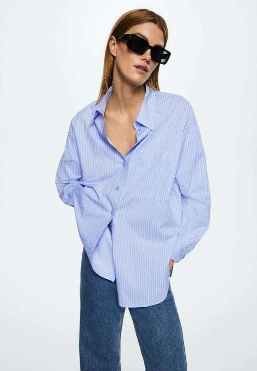 Clothing * | Mango Regu Button-Down Blouse Nachtblau