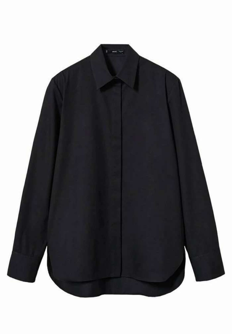 Clothing * | Mango Jupiter Button-Down Blouse Schwarz