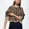 Clothing * | Mango Leopard Jumper Marron Medio