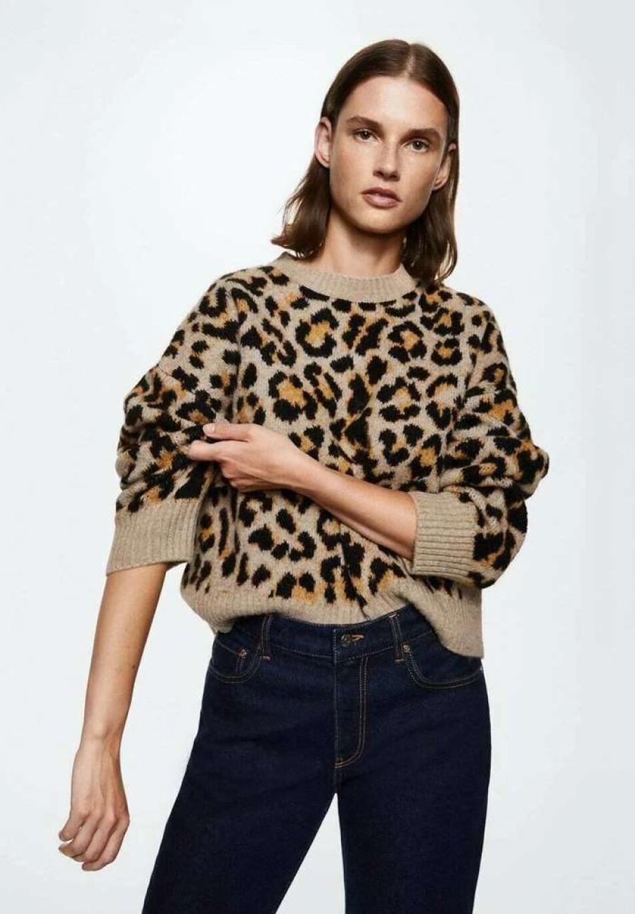 Clothing * | Mango Leopard Jumper Marron Medio