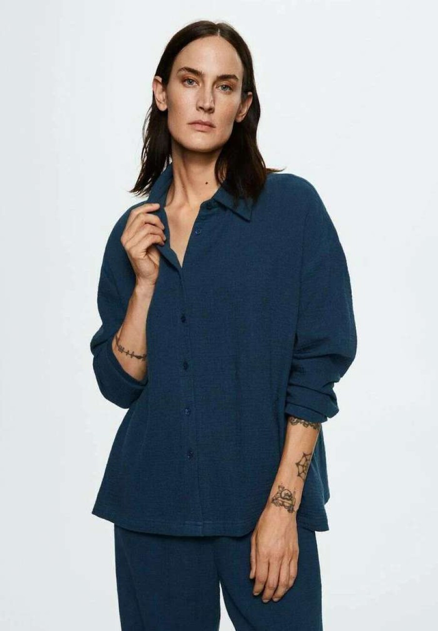 Nightwear * | Mango Jimena Pyjama Top Marineblauw