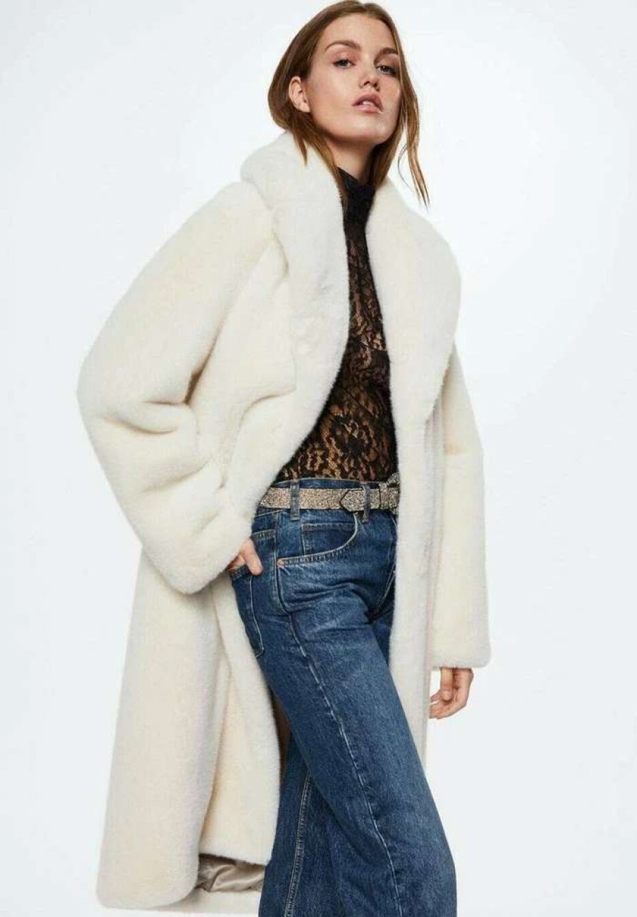 Clothing * | Mango Chilly Winter Coat Cremeweis