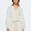 Clothing * | Mango Grand Blouse Blanc Casse