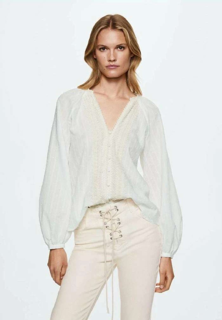 Clothing * | Mango Grand Blouse Blanc Casse