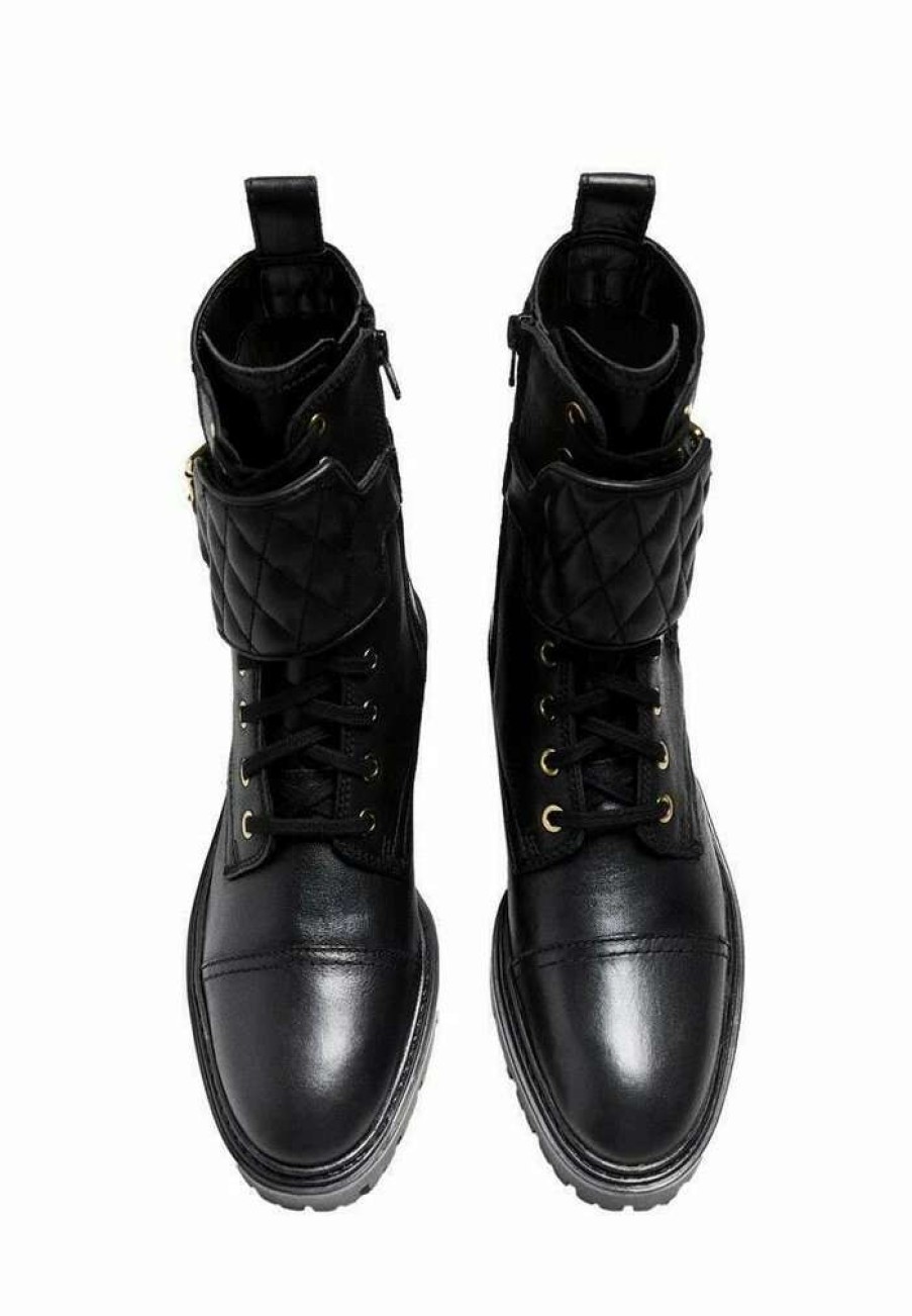 Shoe * | Mango Mila Lace-Up Ankle Boots Black