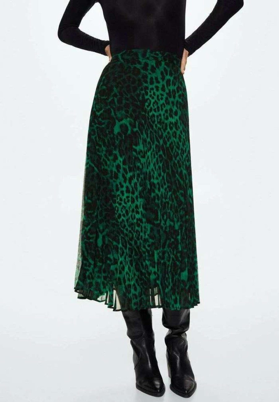 Clothing * | Mango Leopard A-Line Skirt Verde