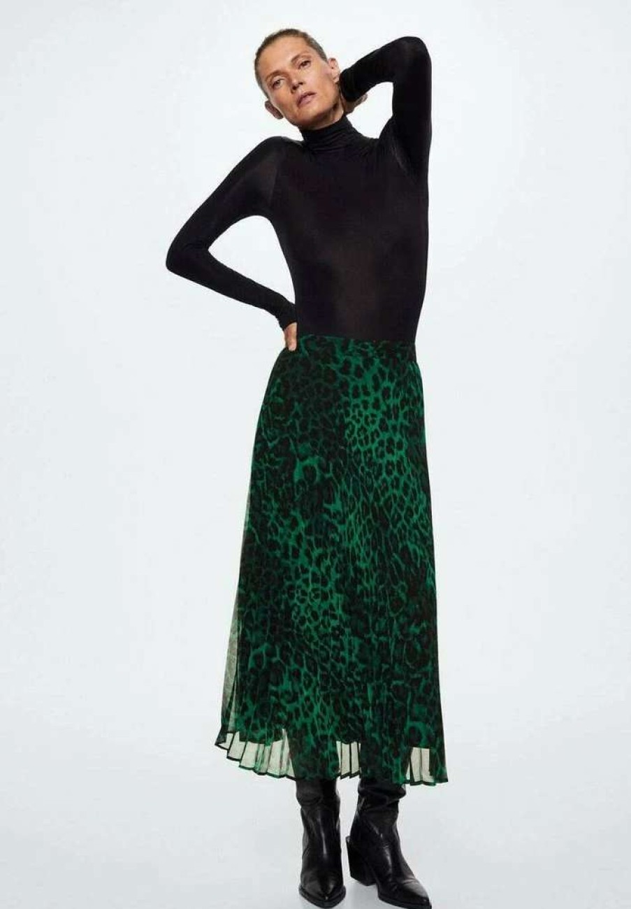 Clothing * | Mango Leopard A-Line Skirt Verde