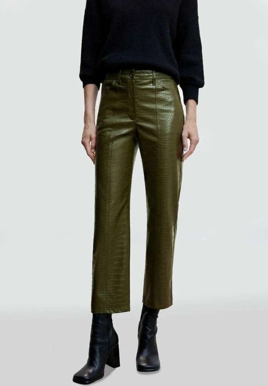 Clothing * | Mango Croco Trousers Khaki