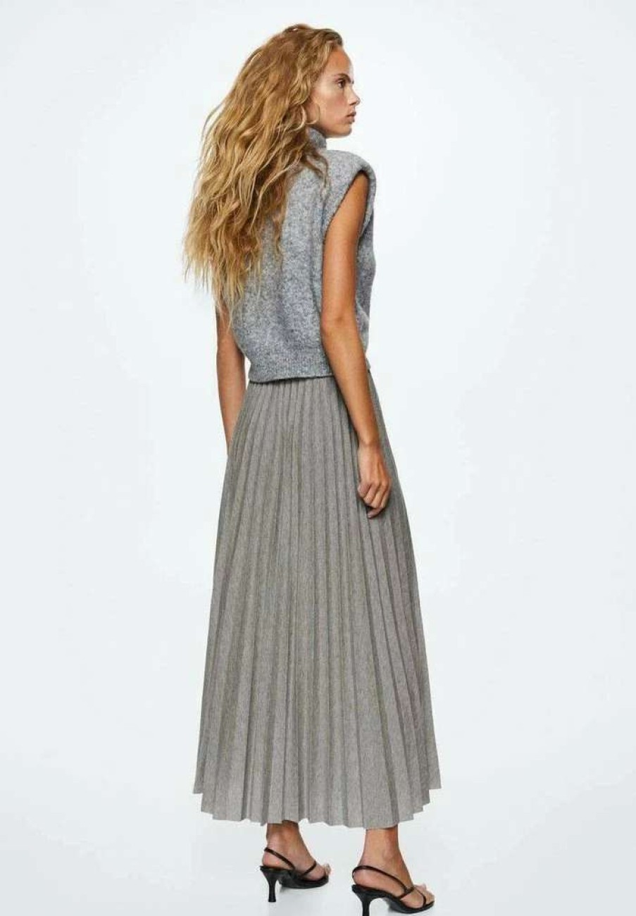 Clothing * | Mango Latte A Pleated Skirt Mottled Light Grey