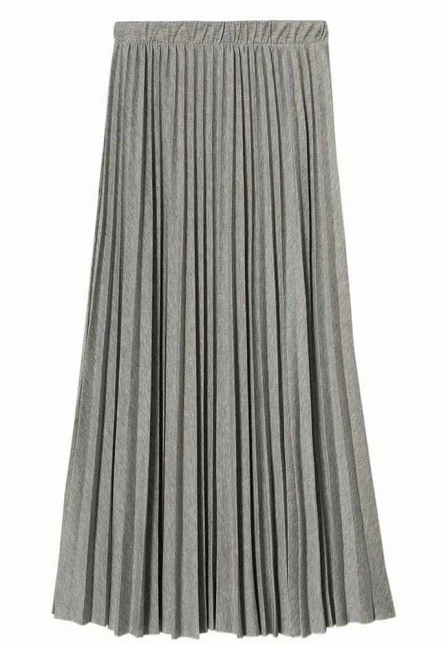 Clothing * | Mango Latte A Pleated Skirt Mottled Light Grey