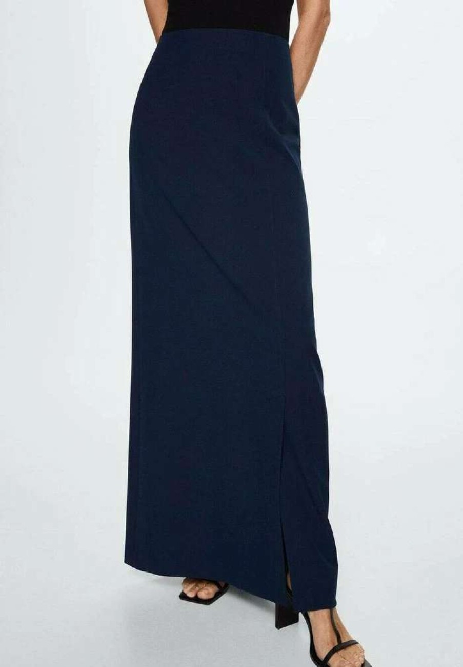 Clothing * | Mango Karib-A Maxi Skirt Bleu Marine Fonce