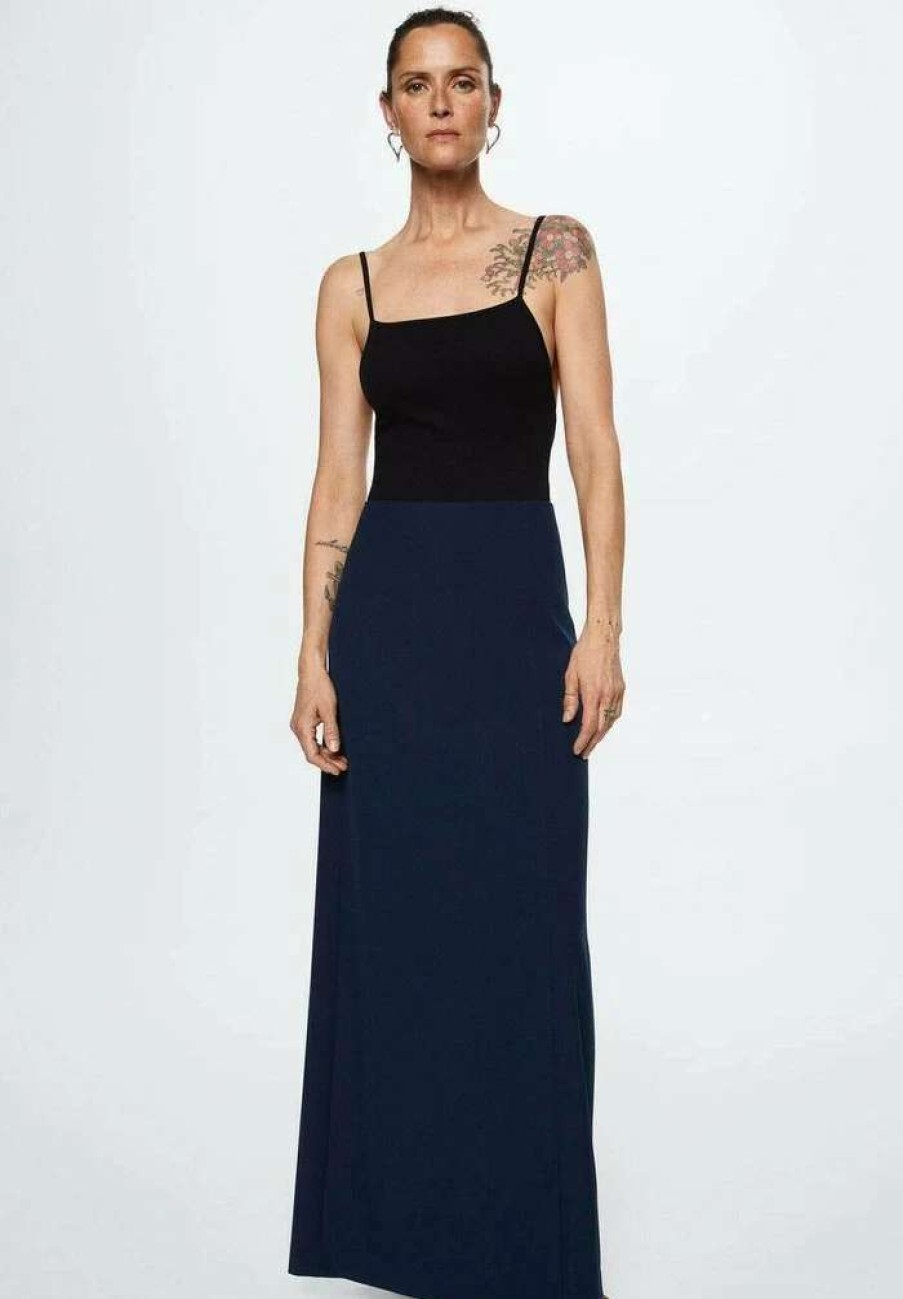 Clothing * | Mango Karib-A Maxi Skirt Bleu Marine Fonce